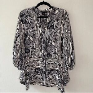 Style & co animal print peplum button down tunic blouse size 1X